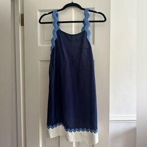 Anthropologie Navy Dress with Blue Ric Rac Accents